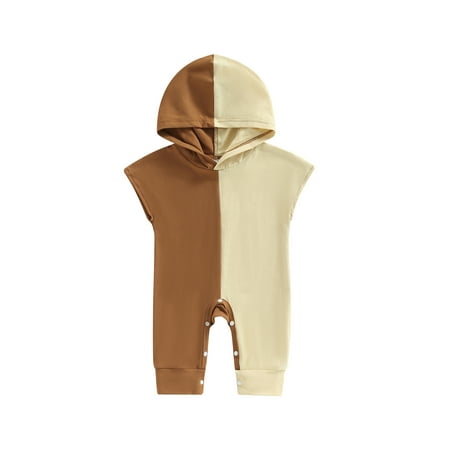 

Peyakidsaa Infant Baby Boys Girls Hooded Jumpsuit Short Sleeve Loose One-Piece Clothing Rompers