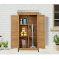 thumbnail image 6 of 58''x30''x18'' Outdoor Wooden Storage Shed with Metal Top Tall Vertical Tool Cabinet for Backyard Garden Patio Lawn, 6 of 7