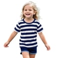thumbnail image 2 of KAUOD Striped Short Sleeve T Shirt for Boys Summer Casual Crewneck Loose Tee Tops Kids Cute Comfy Pullover Shirts, 2 of 7