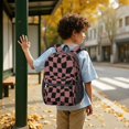 thumbnail image 6 of Pink and Black Wavy Checkered Pattern 17" School Backpacks for Teens,Waterproof Oxford Fabric,S-Shape Padded Straps for School,Travel,Hiking,Camping, 6 of 6
