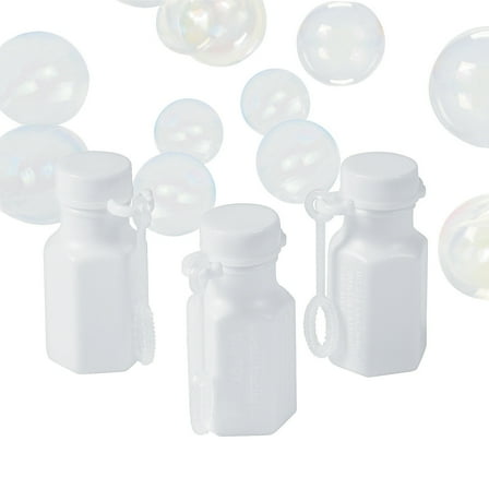 White Hexagon Bubble Bottles, 48 Pieces