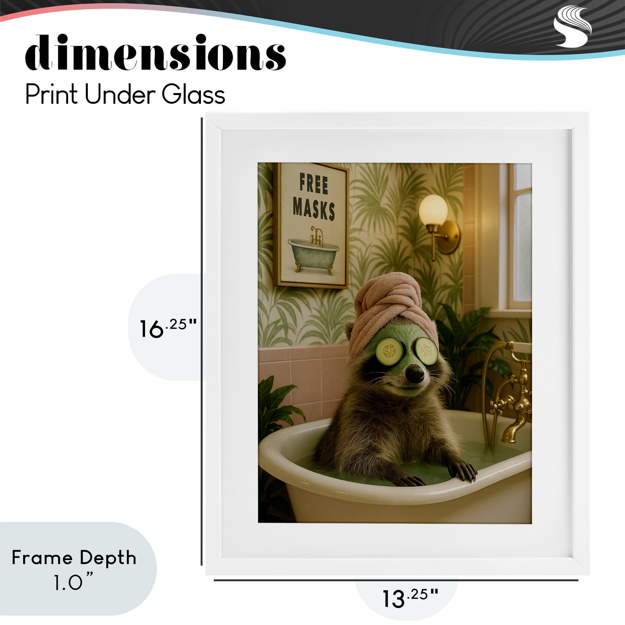 Stupell Industries Raccoon Spa Day Bath White Framed Print Under Glass, design by Grotto Studios