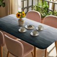 thumbnail image 3 of Grey Coastal Wave Table Cloths for 3 Foot Rectangle Tables, Summer Ocean Nautical Beach Ombre Patio Waterproof Elastic Fitted Tablecloths, Washable Rectangular Table Cover for Camping, 3 of 8