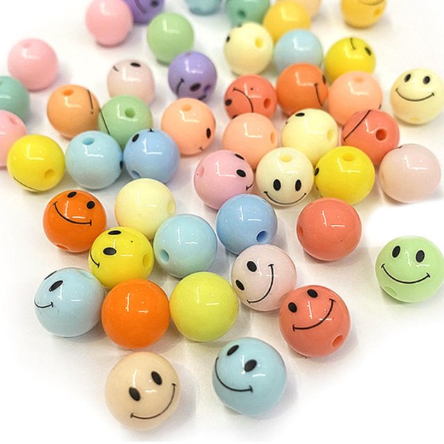 Abalorios redondos de acrílico con carita sonriente para pulsera de abalorios acrílicos oso de fresa Hogar