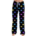 thumbnail image 4 of Hearthz Valentines Day Pajamas Women Pants Love Heart Graphic Pajama Pants for Women Drawstring Wide Leg Holidays Sleep Pants for Women, 4 of 7