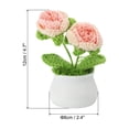 thumbnail image 2 of Uxcell Crochet Flowers Potted, 2 Head Rose Flower Handmade Knitted Mini Potted Plants, Gradient Pink, 2 of 6