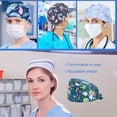 thumbnail image 2 of Operating Hats Nurse Gourd-shaped Headwear Pure Color Pattern Caps with Headgear with Buttons Unisex Work Uniform Working Caps Type 16, 2 of 9