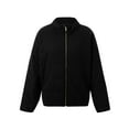 thumbnail image 4 of FOCUSNORM Women Juniors Stand Collar Long Sleeve Solid Color Full Zip Quilted Jackets, 4 of 9