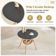 thumbnail image 4 of Hi loPres 5-Piece Round Dining Table Set, 31.5" MDF Desk with Storage Basket, 4 Black Quilted PU Chairs for Small Apartment Nook, 4 of 10