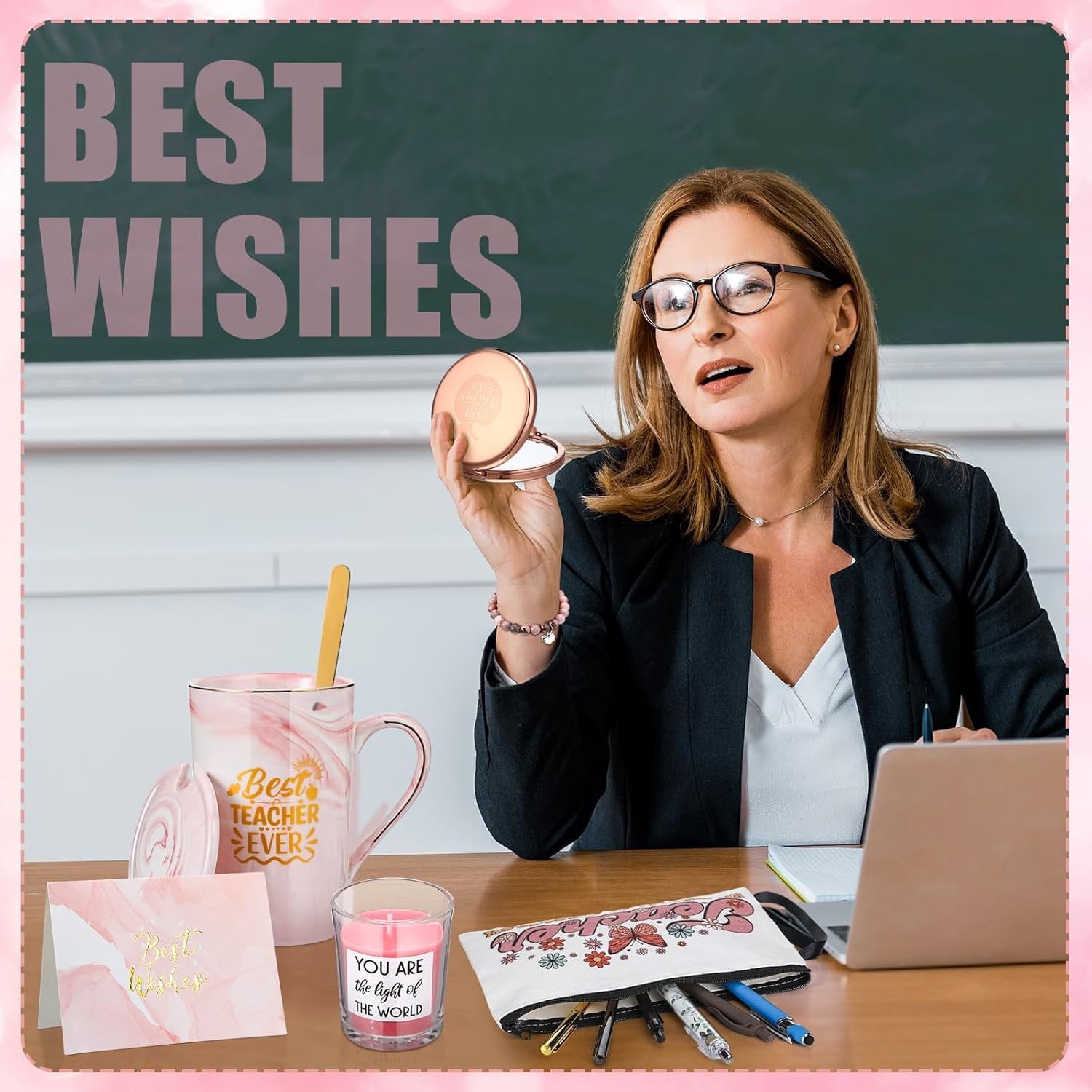 9 count Thank You Teacher Appreciation Gifts Set Ideas  School  Teacher Present Basket Box Farewell Appreciation Birthday Present from Students for  to School Graduation()