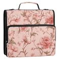 thumbnail image 2 of Water-Resistant 3-Ring Binder Organizer with Multiple Pockets Zipper Binder Bag for Office Pink Flowers, 2 of 8