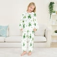 thumbnail image 5 of Fluffy Pajamas Set Fuzzy Winter Warm Pj Sets Pullover Tops and Long Pants Shamrock Leaves X-Small, 5 of 8