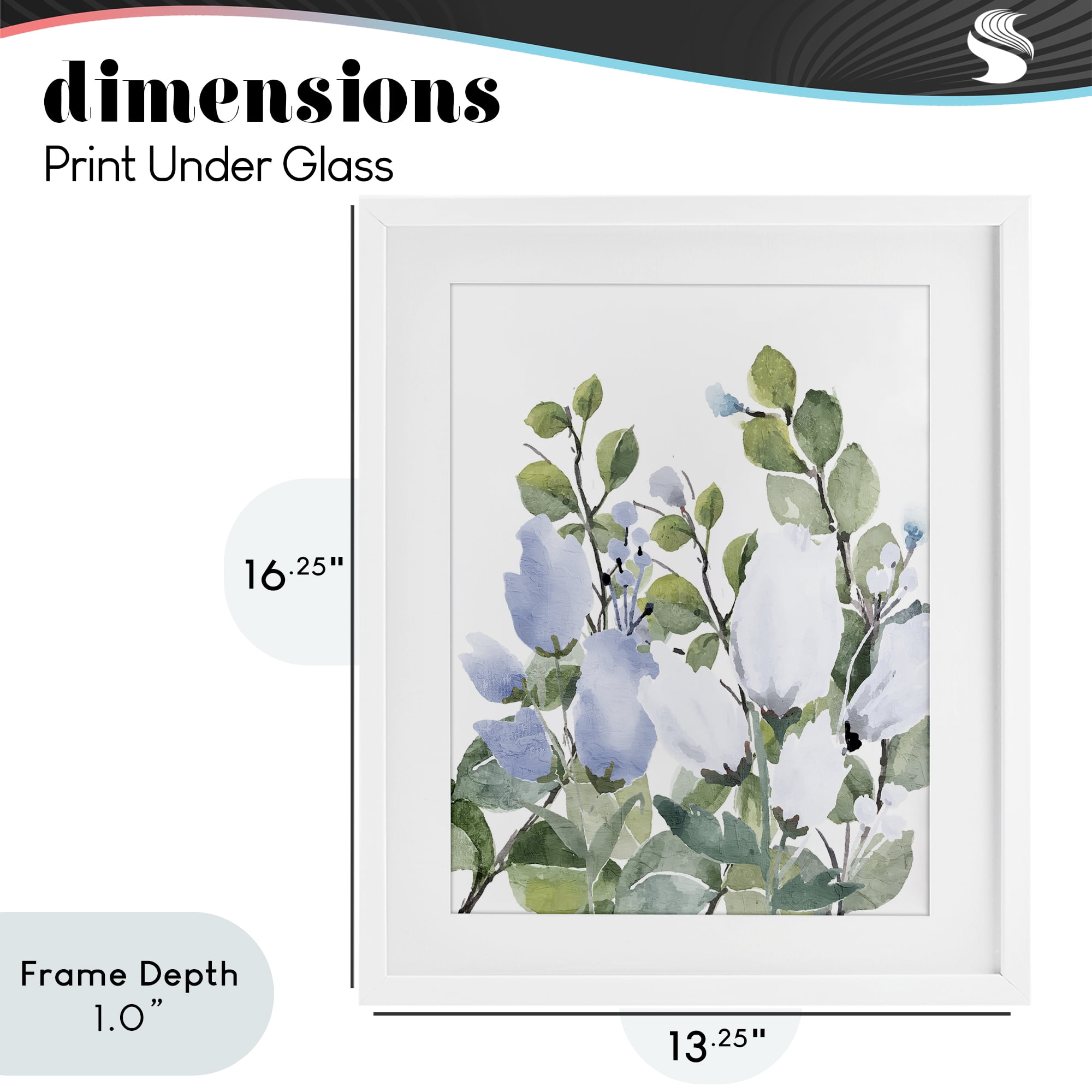 Stupell Industries Blue Spring Florals White Framed Print Under Glass, design by Kim Allen