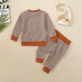 thumbnail image 4 of LIJCC Toddler Baby Halloween Thanksgiving Outfit Boy Girl Turkey Embroidery Striped Waffle Knit Long Sleeve Waffle Sweatshirt Pants Set Fall Winter Warm Clothes, 4 of 8