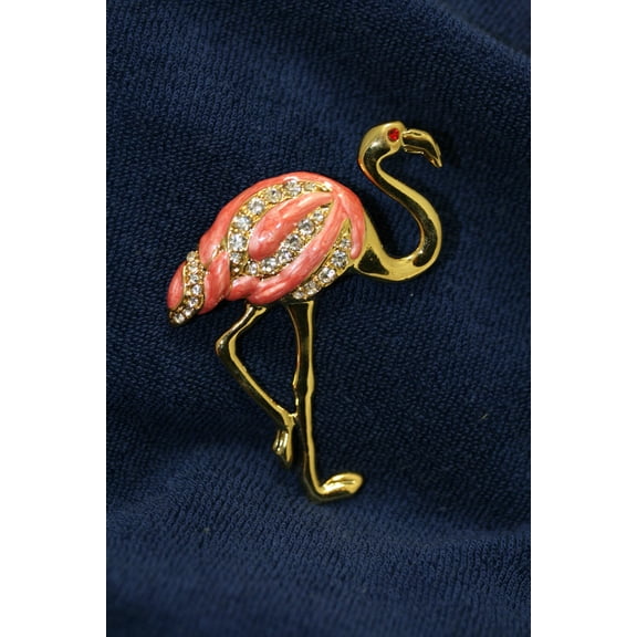 Just Love Jewels Pink Flamingo Brooch Pin, Crystal Enamel Bird Pins & Brooches, Gold Plated