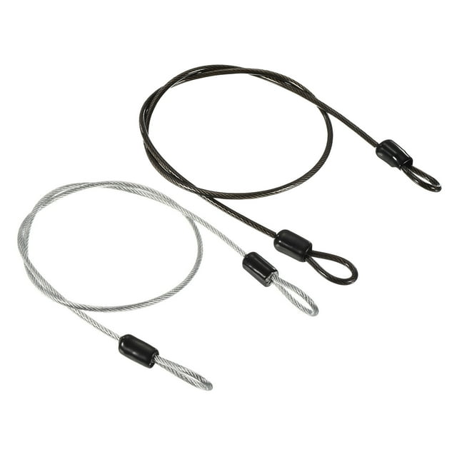 Unique Bargains 2.5mmx0.5m/1.64ft Coated Security Steel Cable Luggage Lock Wire Rope Double Loop Transparent,Black 2 Pack
