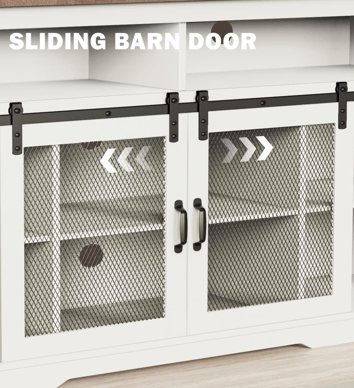 Tolead Farmhouse Style TV Stand for 65"+ TVs, Top, Sturdy, Dvds, Tall Entertainment Center, White