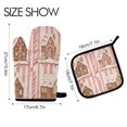 thumbnail image 2 of Yayeee Oven Mitts and Pot Holder Set of 2 Heat Resistant Kitchen Gloves Baking Hot Pad, Pink Candy House, 2 of 5