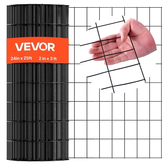 VEVOR Hardware Cloth 24 in x 25 ft, 2 x 3 in Mesh 16 Gauge Galvanized Wire Mesh Roll, Weather-Resistant Vinyl Coated Chicken Wire Fencing, Heavy Duty Welded Garden Plant Fencing for Rabbit Cage Snake