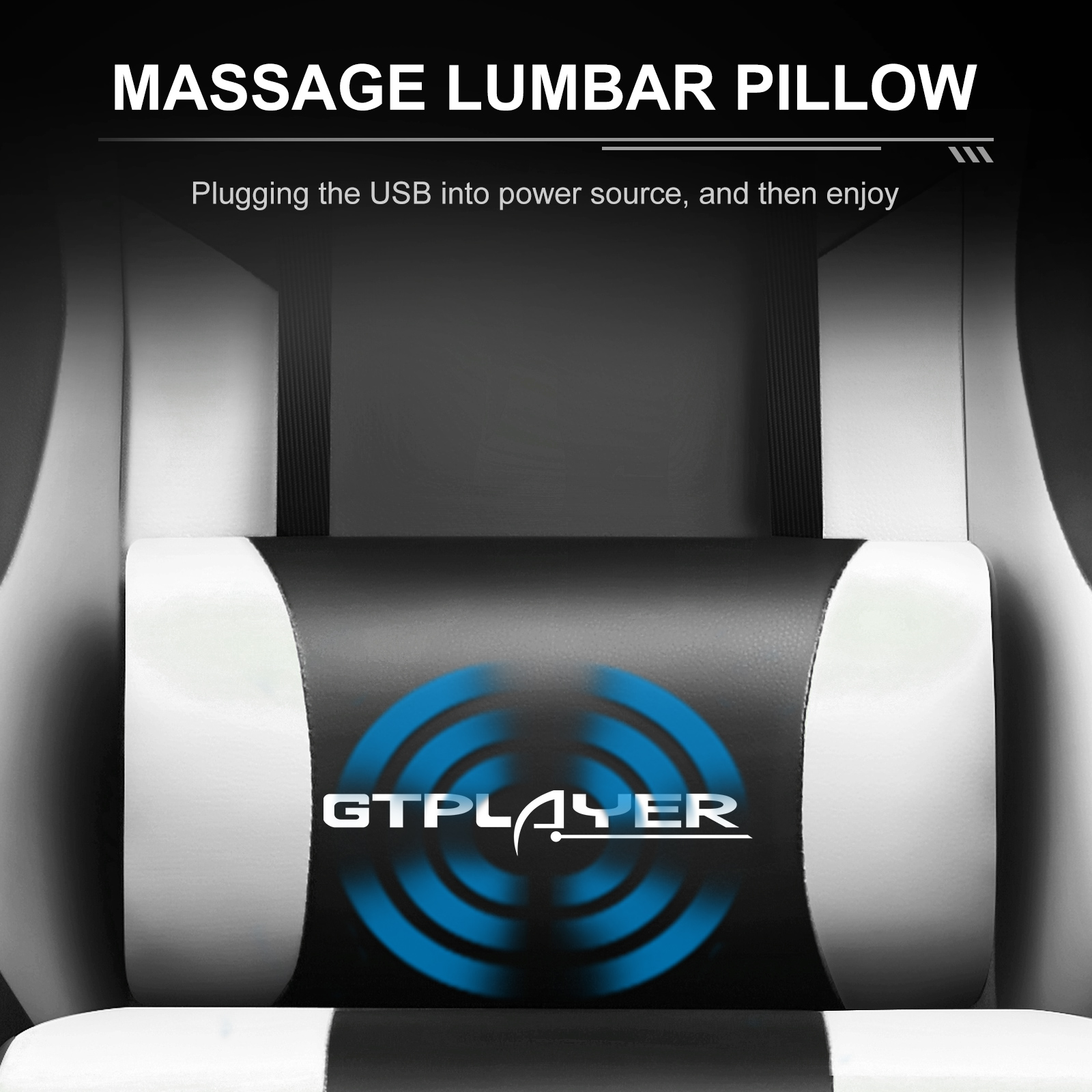 GTPLAYER Gaming Chair with Footrest and Ergonomic Lumbar Massage Pillow Faux Leather Office Chair, White - image 3 of 7