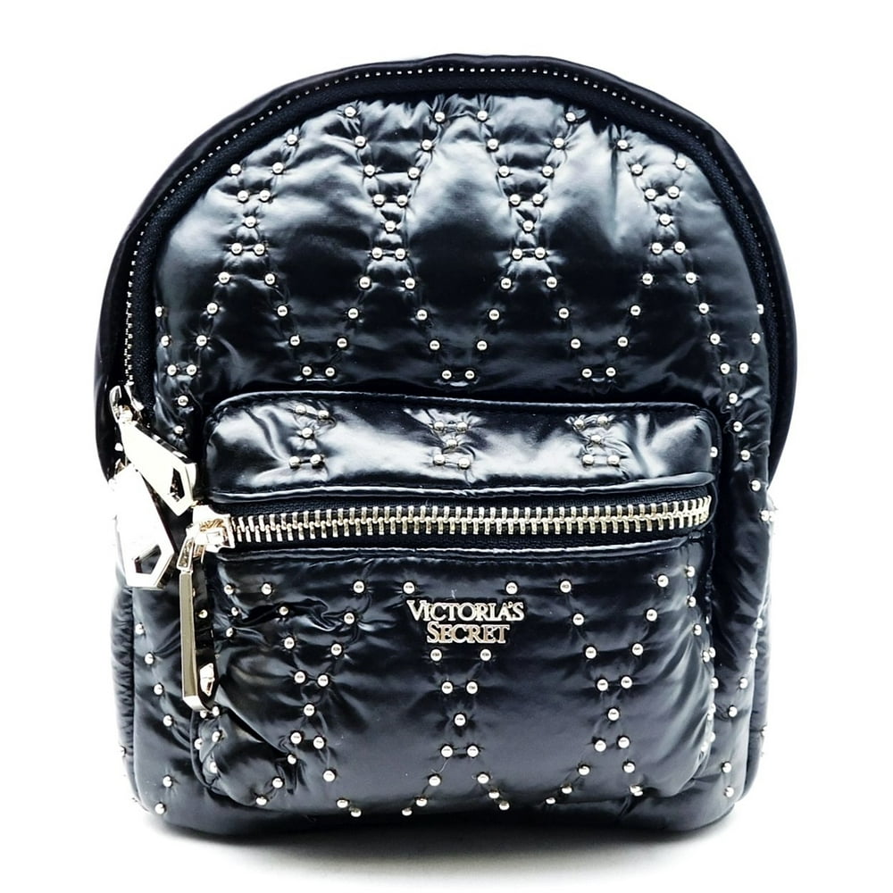 Victoria's Secret Black and Gold Studded Mini Backpack with Zippers