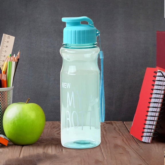 LHWEN Portable Clamshell Water Bottle Sports Outdoor Plastic Cup Leak-Proof Lanyard Lightweight Transparent Design Fitness Yoga Travel Camping School 22cm PET Material