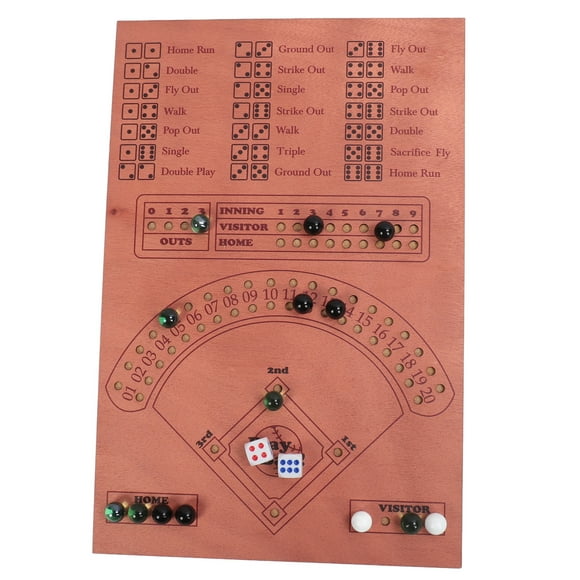 Baseball Board, Solid Wood Portable Baseball Battle Table Game with and Marbles for Family Gatherings