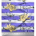 thumbnail image 1 of Soimoi Purple Rayon Fabric Stripe & Sketch Lotus Floral Print Fabric by the Yard 56 Inch Wide, 1 of 1
