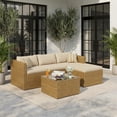 thumbnail image 4 of UDPATIO 5-Piece Patio Furniture Set,Outdoor Patio Furniture Set All-Weather Rattan Wicker Patio Conversation Set with Ottoman, Cushions & Glass Table for Garden & Backyard, Cream White, 4 of 9