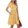 thumbnail image 4 of TARAINYA Women V Neck Short Sleeve Casual Dress with Buttons and Pockets Summer Beach Sundress, 4 of 7