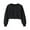 Black, variant on Women's Cropped Sweatshirt Solid Color Round Neck Short Long Sleeve Top Long Sleeve Round Neck Top/Shirt Gray
