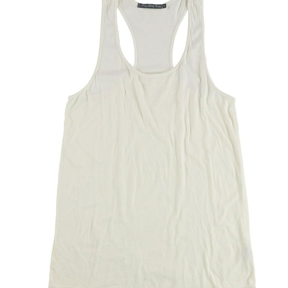 TRULY MADLY DEEPLY Womens Solid Racerback Tank Top, Off-White, Small
