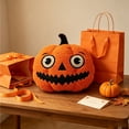 thumbnail image 6 of Cute Pumpkin Plush Throw Pillow, Orange Halloween Stuffed Pumpkin Cushion, Farmhouse Fall Harvest Decorative Pillow, for Sofa, Bed, Party, 6 of 7