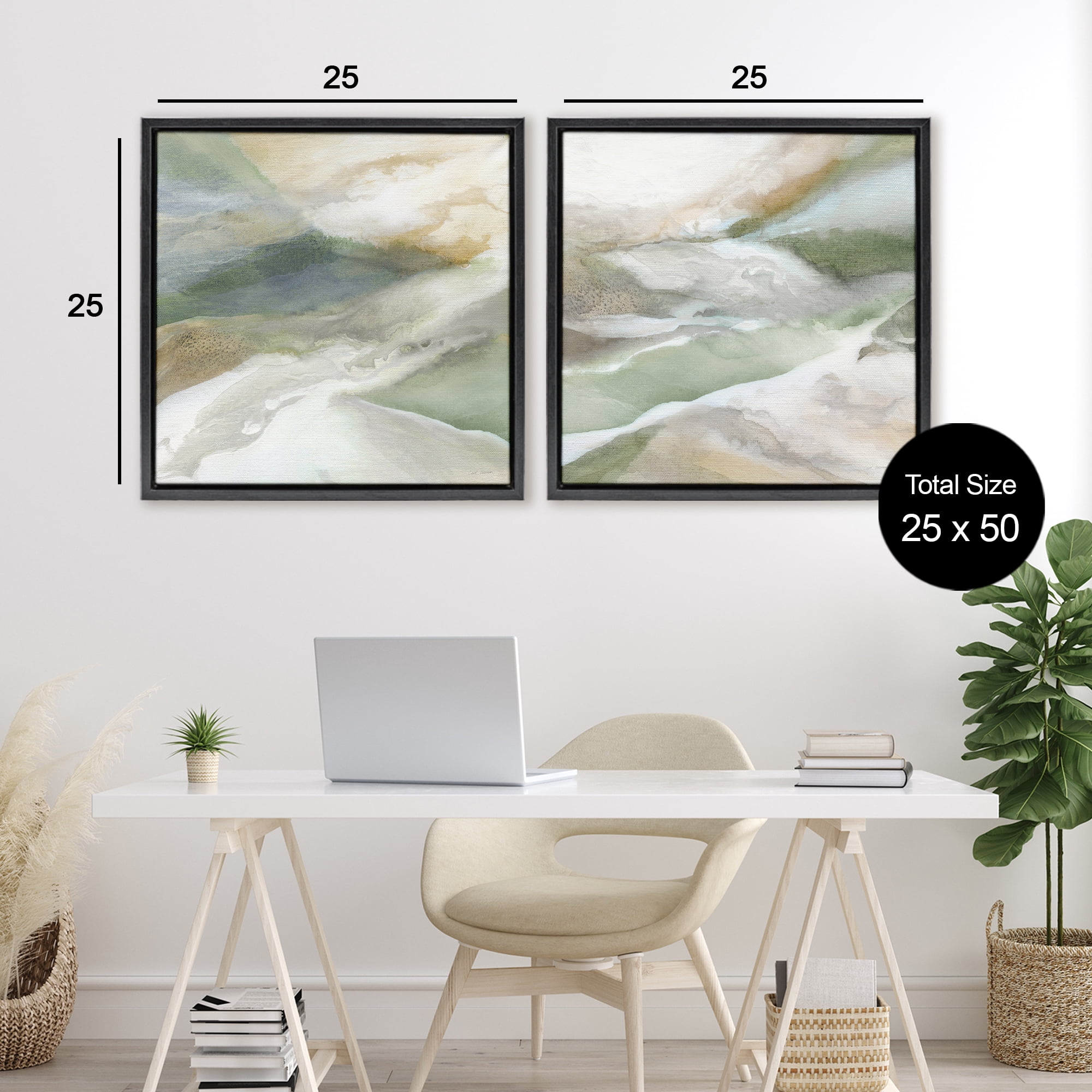 Stupell Industries Serene Misty Valley Abstraction 2 Piece Black Framed Floater Canvas Set, design by Carol Robinson