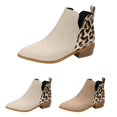 thumbnail image 6 of Oyedens Dress Boots for Women Fashion Casual Leopard Pointed Toe Low Heels Slip on Ankle Booties, 6 of 7