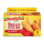 New York Bakery Breadsticks with Real Garlic, 10.5 oz, 6 Count Box (Frozen)