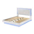 thumbnail image 3 of White Wood Lacquer Platform Queen Size Bedroom Set with Blue LED Lighting, 3 of 5