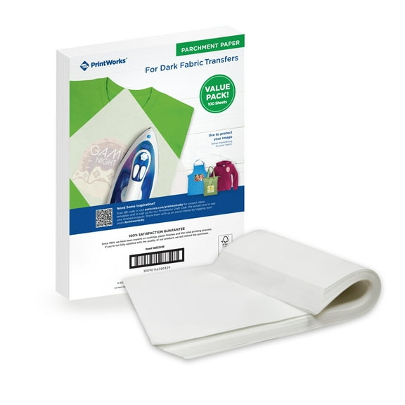 PrintWorks Bulk Parchment Transfer Paper, for Iron and Heat Press, 100 Sheets, 8.5 x 11