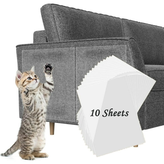 GoXteam Anti Cat Scratch Furniture Protectors, 10PCS Cat Scratch Deterrent Tape, Couch Corner Protectors for Cats, Double Sided Sofa Anti Scratching Sticky Tape