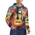 thumbnail image 2 of Honeii World Map Guitar Illustration Pattern Mens Hoodies Men's Loose Sleeve Sweatshirt,Pullover Hooded Sweatshirt for Men,Essentials Hoodie-Small, 2 of 7