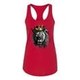 thumbnail image 2 of Wild Bobby, King Lion with Gold Crown Art, Animal Lover, Women Racerback Tank Top, Red, Medium, 2 of 4