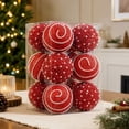 thumbnail image 4 of 12 Pack Christmas Pearl Ball Ornaments - 2.36" Red Glittered Baubles for Tree Holiday Party Decor, 4 of 7