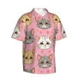 thumbnail image 2 of Hawaiian Shirt For Men, Cute Cartoon Cat Face Pink Mens Button Down Short Sleeve Shirt, Summer Beach Shirts For Men, 2 of 2