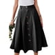 thumbnail image 3 of Falda larga plisada Botones delanteros de talle alto Falda plisada de color puro para mujer Lady Dating Negro M, 3 of 6