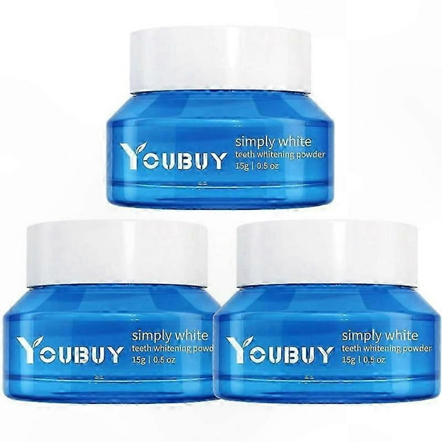 Enamel-Safe Whitening Powder for Teeth, 15g, Peroxide-Free, Removes Yellow Stains and Plaque, 3-Pack