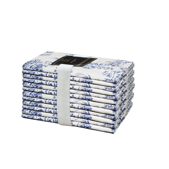 COTTON CRAFT Cloth Napkins - Set of 12-100% Cotton Reusable Country French Toile Dinner Napkin - Everyday Spring Summer Fall Christmas Holiday Party
