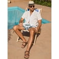 thumbnail image 4 of Youclos Men's Short Sleeve Textured Linen Hawaiian Beach Button Down Shirt, 4 of 8