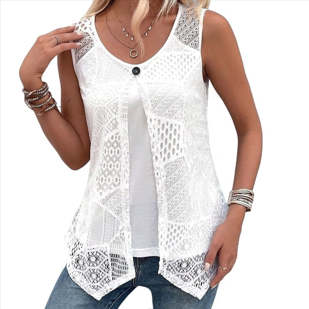 Camisetas Sin Mangas Holgadas e Informales para Mujer, Ropa de Verano, Conjuntos 2025, , L