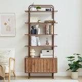 Weselon 5 Tier Open Display Shelves with Doors , Arched Design, Adjustable Shelves and Doors Storage, Adjustable Foot Pad, Brown - Walmart.com