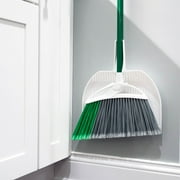 Libman Extra Large Precision Angle Broom with Green Steel Handle and Clean Fibers Dustpan